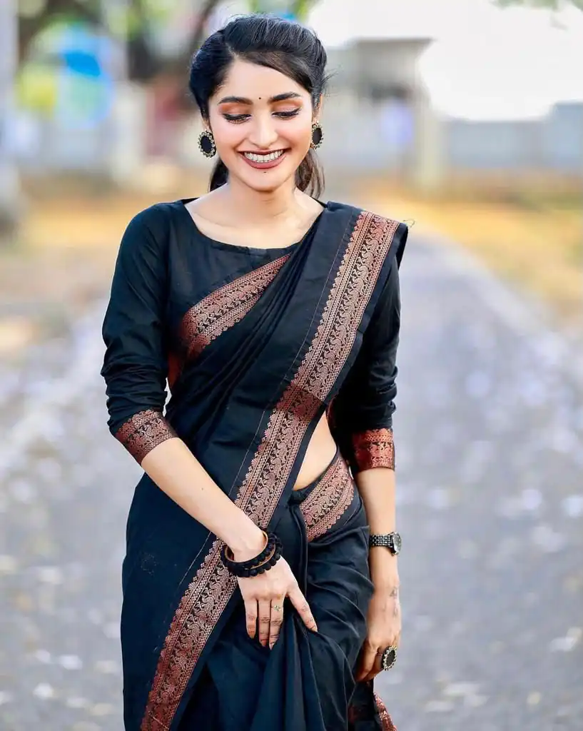 KPR 159 Black Soft Lichi Silk Cloth Saree Perfect for Wedding, Party, Family Gatherings, Sangeet, Ethnic Day – . Festive Deal ₹1349. Delivery 4-6 Workin | Bollywood Sarees, Creative Sarees, Designer Sarees, Embroidered Sarees, Ethnic Saree, Modern Digital sarees, Party Wear Sarees, Sarees