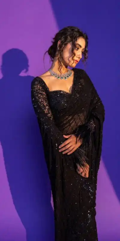 NC 5295 Black Soft Net Saree with Sequins Work & Embroidery Work. Available at ₹1749 only. Delivery 4-6 Working Days. Shop now. | Bollywood Sarees, Creative Sarees, Designer Sarees, Embroidered Sarees, Ethnic Saree, Modern Digital sarees, Party Wear Sarees, Sarees