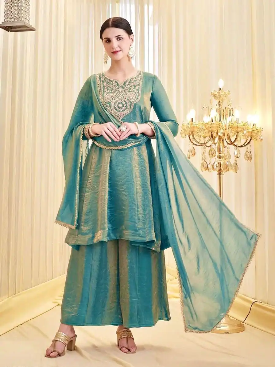 KF 1727 Blue Fandy Silk Salwar Suit Perfect for Wedding, Party, Family Gatherings, Onam, Engagement – . Affordable Price ₹1849. Delivery 4-6 Working Da | Jump Suits, Straight Suits, Casual Suits, Creative suits, Designer Suits, Palazzo Suits, Party Wear Suits, Patiala Suits, Salwar suit