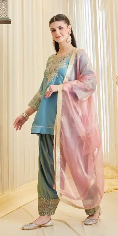 KF 1728 Blue Silk Salwar Suit Perfect for Wedding, Party, Family Gatherings, Onam, Engagement – . Affordable Price ₹2099. Delivery 4-6 Working Da | Jump Suits, Straight Suits, Casual Suits, Creative suits, Designer Suits, Palazzo Suits, Party Wear Suits, Patiala Suits, Salwar suit