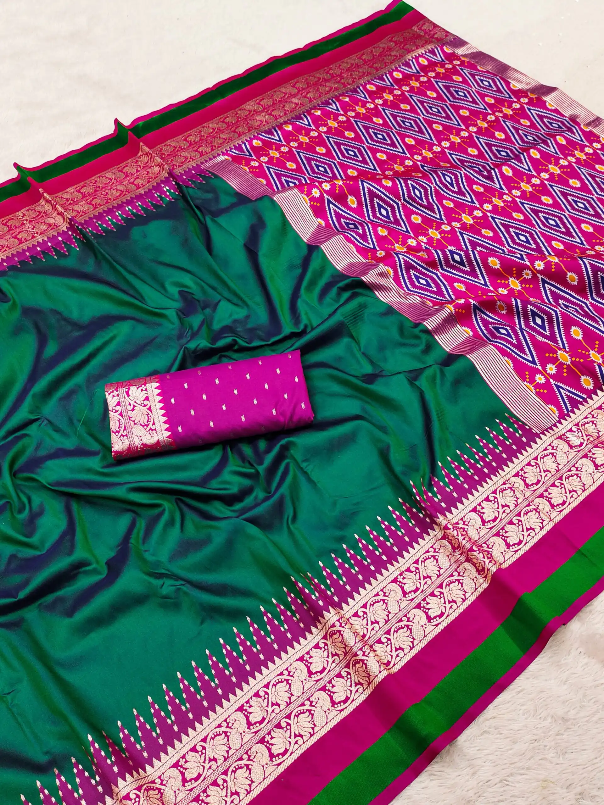 MB 261 Green | Purple Soft Crafted Saree with Moti Work & Zari Work. Now at just ₹1999. Delivery 4-6 Working Days. Shop now. | Bollywood Sarees, Creative Sarees, Designer Sarees, Embroidered Sarees, Ethnic Saree, Modern Digital sarees, Party Wear Sarees, Sarees