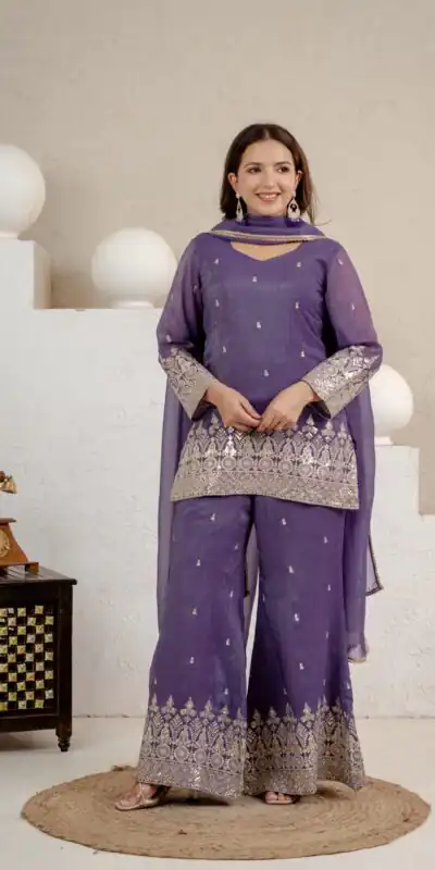 MD 3103 Lavender Crunchy Silk Salwar Suit with Embroidery Work & Sequins Work. Exclusive Offer ₹2399. Delivery 4-6 Working Days. Shop now. | Jump Suits, Straight Suits, Casual Suits, Creative suits, Designer Suits, Palazzo Suits, Party Wear Suits, Patiala Suits, Salwar suit