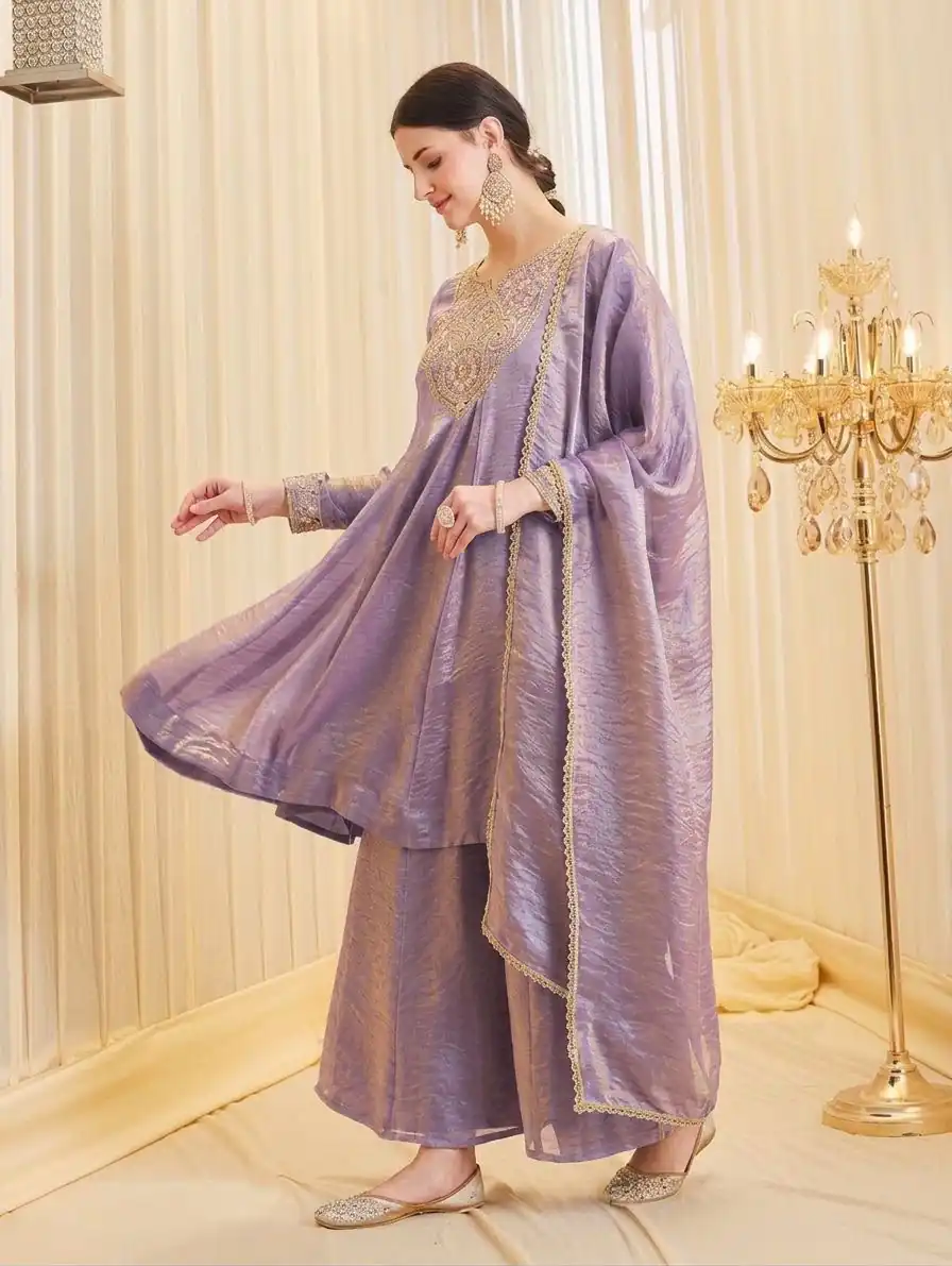 KF 1727 Lavender Fandy Silk Salwar Suit Perfect for Wedding, Party, Family Gatherings, Onam, Engagement – . Affordable Price ₹1849. Delivery 4-6 Working Da | Jump Suits, Straight Suits, Casual Suits, Creative suits, Designer Suits, Palazzo Suits, Party Wear Suits, Patiala Suits, Salwar suit