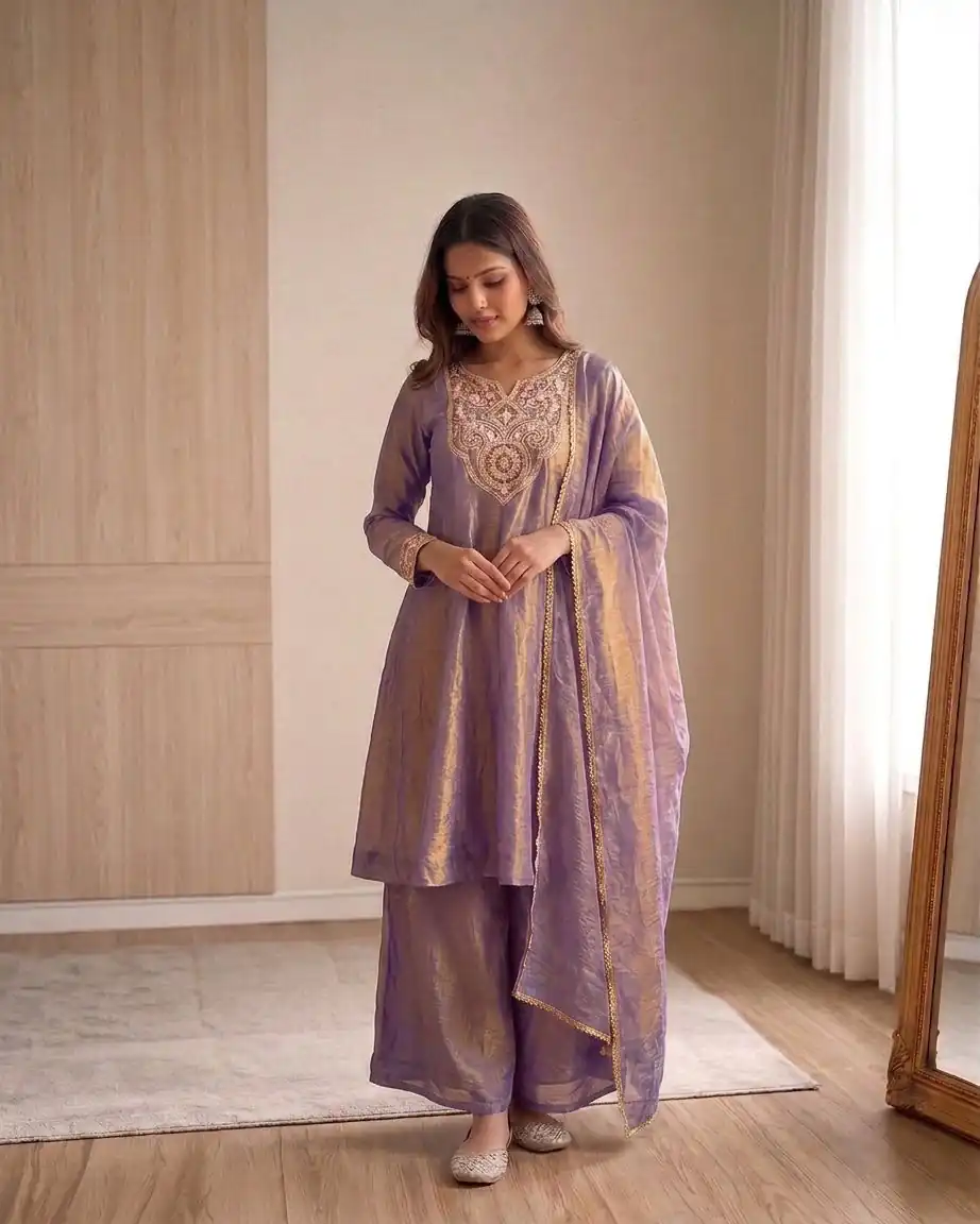 KF 1727 Lavender Fandy Silk Salwar Suit Perfect for Wedding, Party, Family Gatherings, Onam, Engagement – . Affordable Price ₹1849. Delivery 4-6 Working Da | Jump Suits, Straight Suits, Casual Suits, Creative suits, Designer Suits, Palazzo Suits, Party Wear Suits, Patiala Suits, Salwar suit