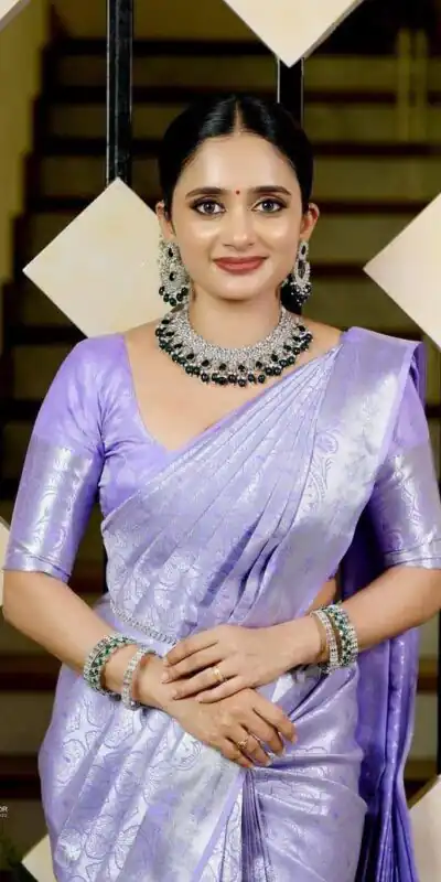 KPR 259 Lavender Soft Lichi Silk Saree with Lace Work & Lace Border. Introductory Price ₹1349. Delivery 4-6 Working Days. Shop now. | Bollywood Sarees, Creative Sarees, Designer Sarees, Embroidered Sarees, Ethnic Saree, Modern Digital sarees, Party Wear Sarees, Sarees