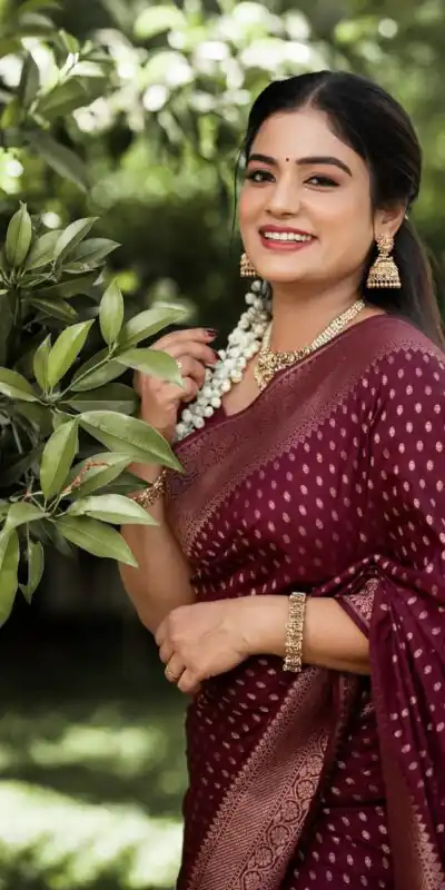 KPR 265 Maroon Soft Lichi Silk Saree with Lace Work & Lace Border. Introductory Price ₹1349. Delivery 4-6 Working Days. Shop now. | Bollywood Sarees, Creative Sarees, Designer Sarees, Embroidered Sarees, Ethnic Saree, Modern Digital sarees, Party Wear Sarees, Sarees