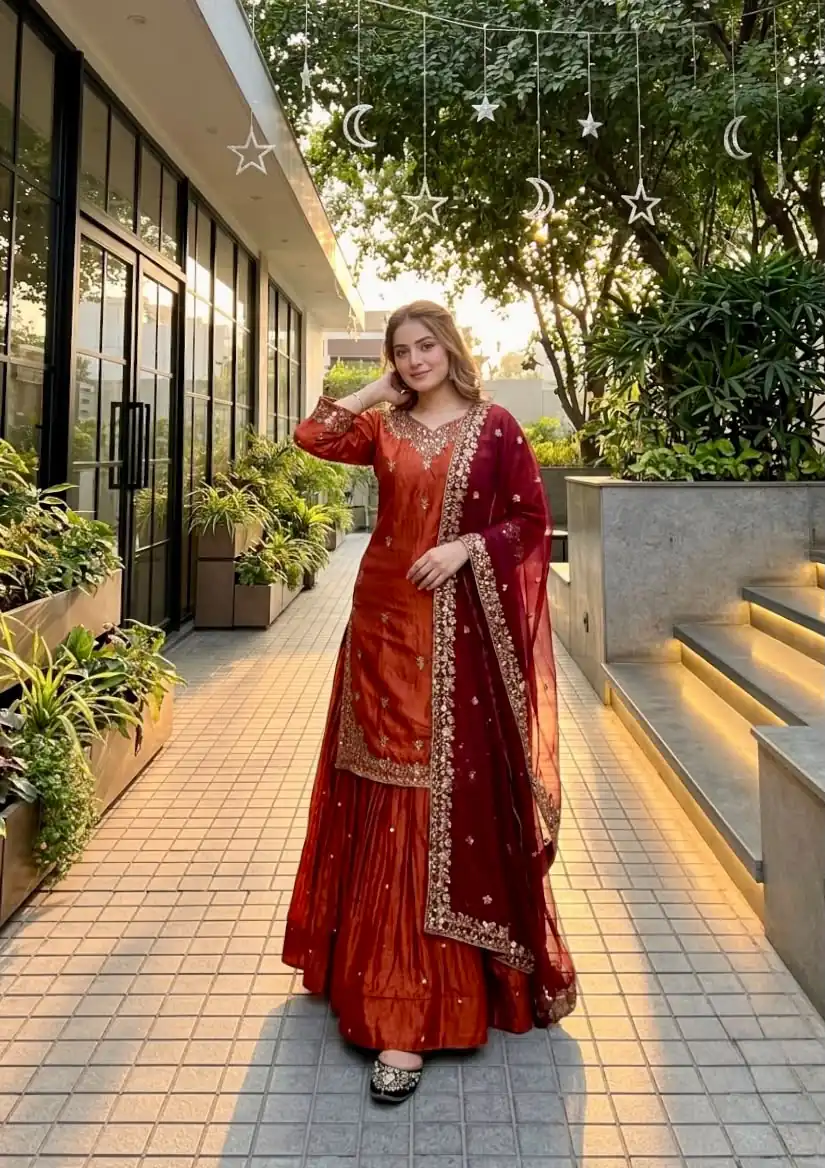 MT 1080 Orange Fandy Silk Lehenga Choli. Perfect for Wedding, Party, Engagement, Reception, Haldi – Available at ₹2399 only. Delivery 4-6 Working Da | Bollywood Lehenga, Creative Lehenga, Designer Lehenga, Embroidered Lehenga, Lehenga, Party Wear Lehenga