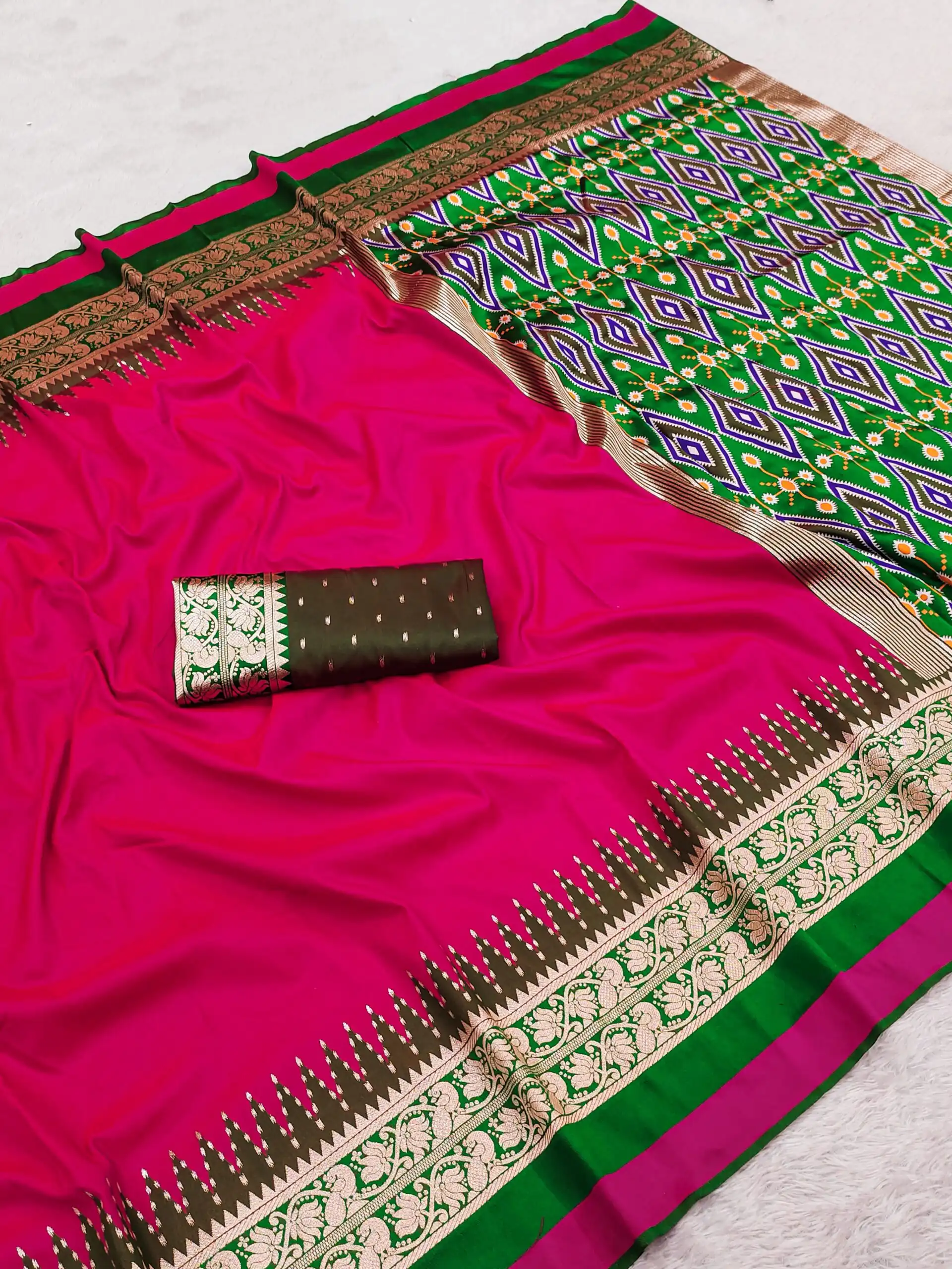 MB 261 Pink | Purple Soft Crafted Saree with Moti Work & Zari Work. Now at just ₹1999. Delivery 4-6 Working Days. Shop now. | Bollywood Sarees, Creative Sarees, Designer Sarees, Embroidered Sarees, Ethnic Saree, Modern Digital sarees, Party Wear Sarees, Sarees