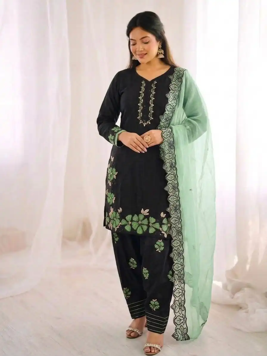 SR 1709 Pista Color Roman Silk Salwar Suit with Embroidery Work. Available at ₹2399 only. Delivery 4-6 Working Days. Shop now. | Jump Suits, Straight Suits, Casual Suits, Creative suits, Designer Suits, Palazzo Suits, Party Wear Suits, Patiala Suits, Salwar suit
