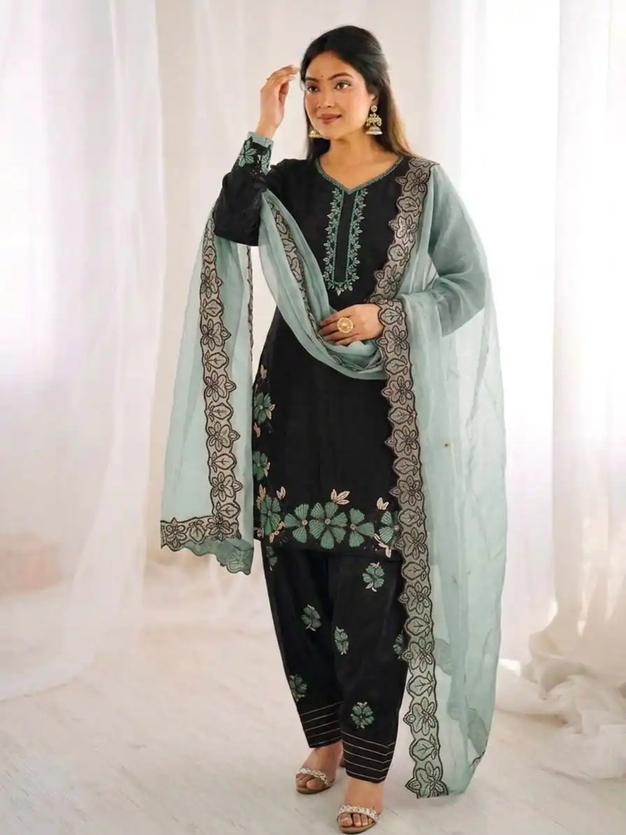 SR 1709 Pista Color Roman Silk Salwar Suit with Embroidery Work. Available at ₹2399 only. Delivery 4-6 Working Days. Shop now. | Jump Suits, Straight Suits, Casual Suits, Creative suits, Designer Suits, Palazzo Suits, Party Wear Suits, Patiala Suits, Salwar suit