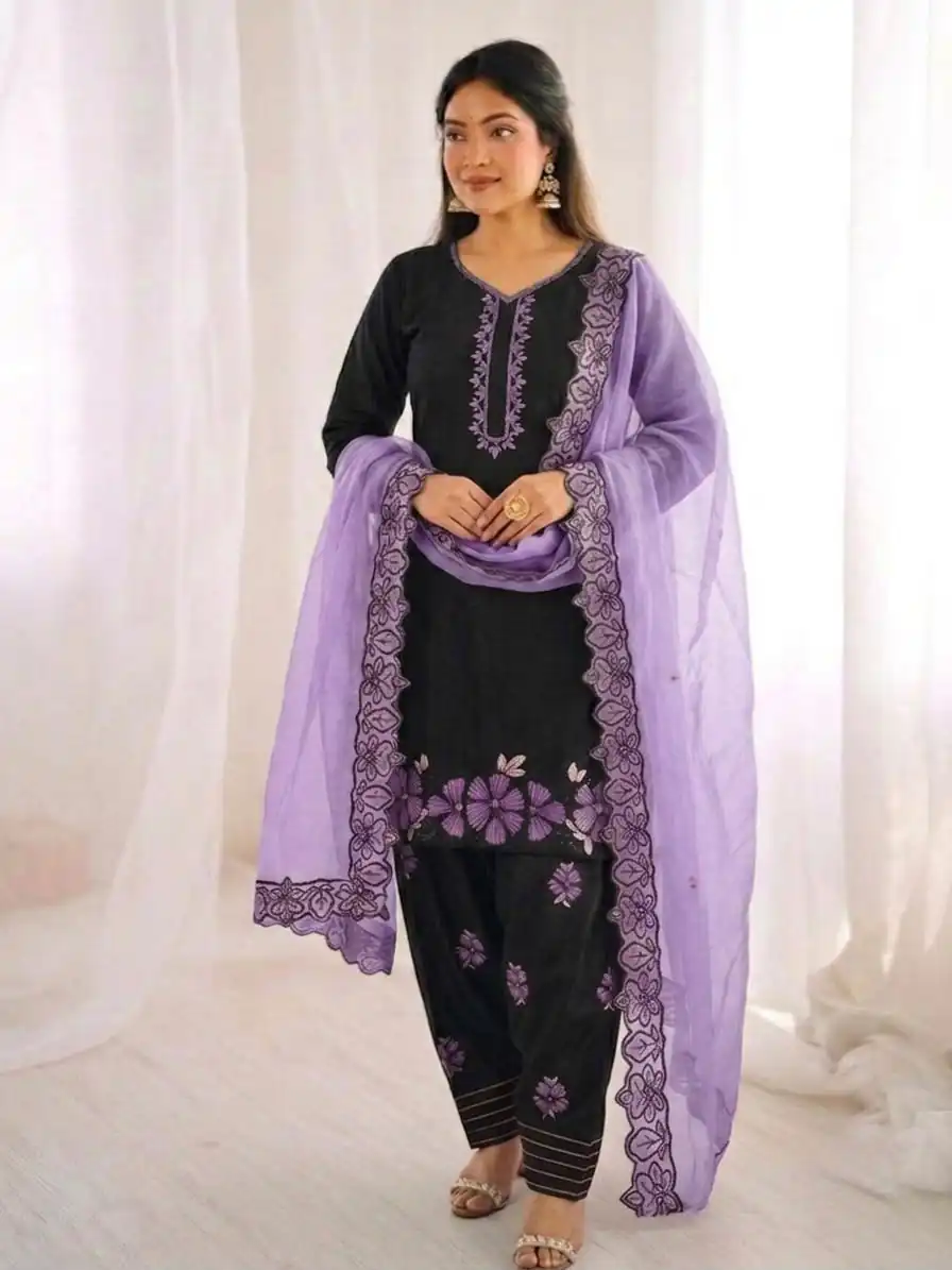 SR 1709 Purple Color Roman Silk Salwar Suit with Embroidery Work. Available at ₹2399 only. Delivery 4-6 Working Days. Shop now. | Jump Suits, Straight Suits, Casual Suits, Creative suits, Designer Suits, Palazzo Suits, Party Wear Suits, Patiala Suits, Salwar suit