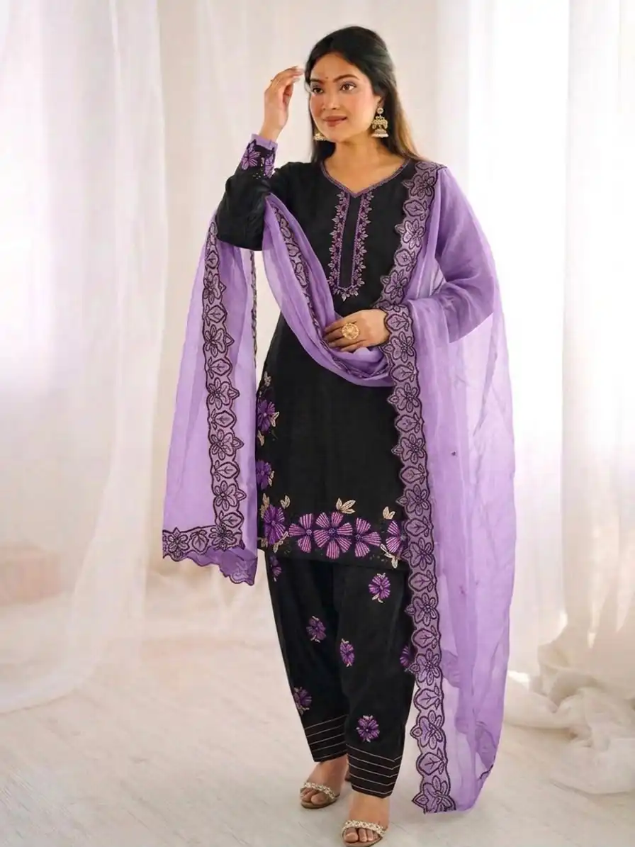 SR 1709 Purple Color Roman Silk Salwar Suit with Embroidery Work. Available at ₹2399 only. Delivery 4-6 Working Days. Shop now. | Jump Suits, Straight Suits, Casual Suits, Creative suits, Designer Suits, Palazzo Suits, Party Wear Suits, Patiala Suits, Salwar suit
