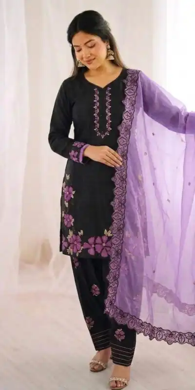 SR 1709 Purple Color Roman Silk Salwar Suit with Embroidery Work. Available at ₹2399 only. Delivery 4-6 Working Days. Shop now. | Jump Suits, Straight Suits, Casual Suits, Creative suits, Designer Suits, Palazzo Suits, Party Wear Suits, Patiala Suits, Salwar suit