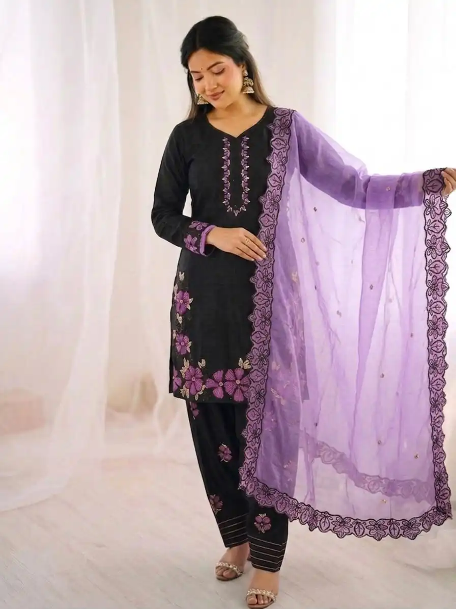 SR 1709 Purple Color Roman Silk Salwar Suit with Embroidery Work. Available at ₹2399 only. Delivery 4-6 Working Days. Shop now. | Jump Suits, Straight Suits, Casual Suits, Creative suits, Designer Suits, Palazzo Suits, Party Wear Suits, Patiala Suits, Salwar suit