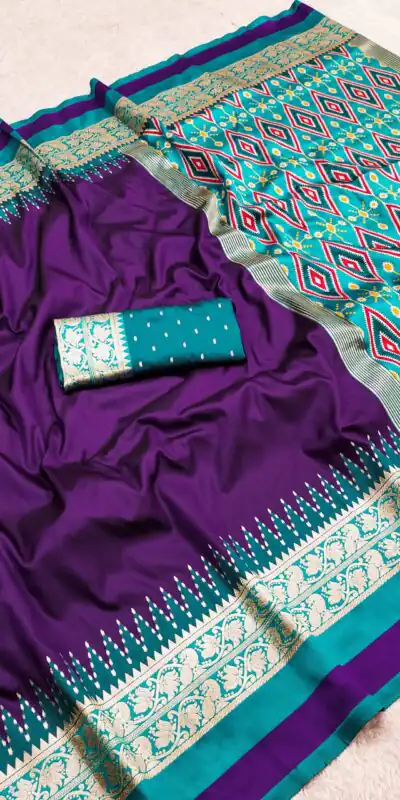 MB 261 Purple | Purple Soft Crafted Saree with Moti Work & Zari Work. Now at just ₹1999. Delivery 4-6 Working Days. Shop now. | Bollywood Sarees, Creative Sarees, Designer Sarees, Embroidered Sarees, Ethnic Saree, Modern Digital sarees, Party Wear Sarees, Sarees