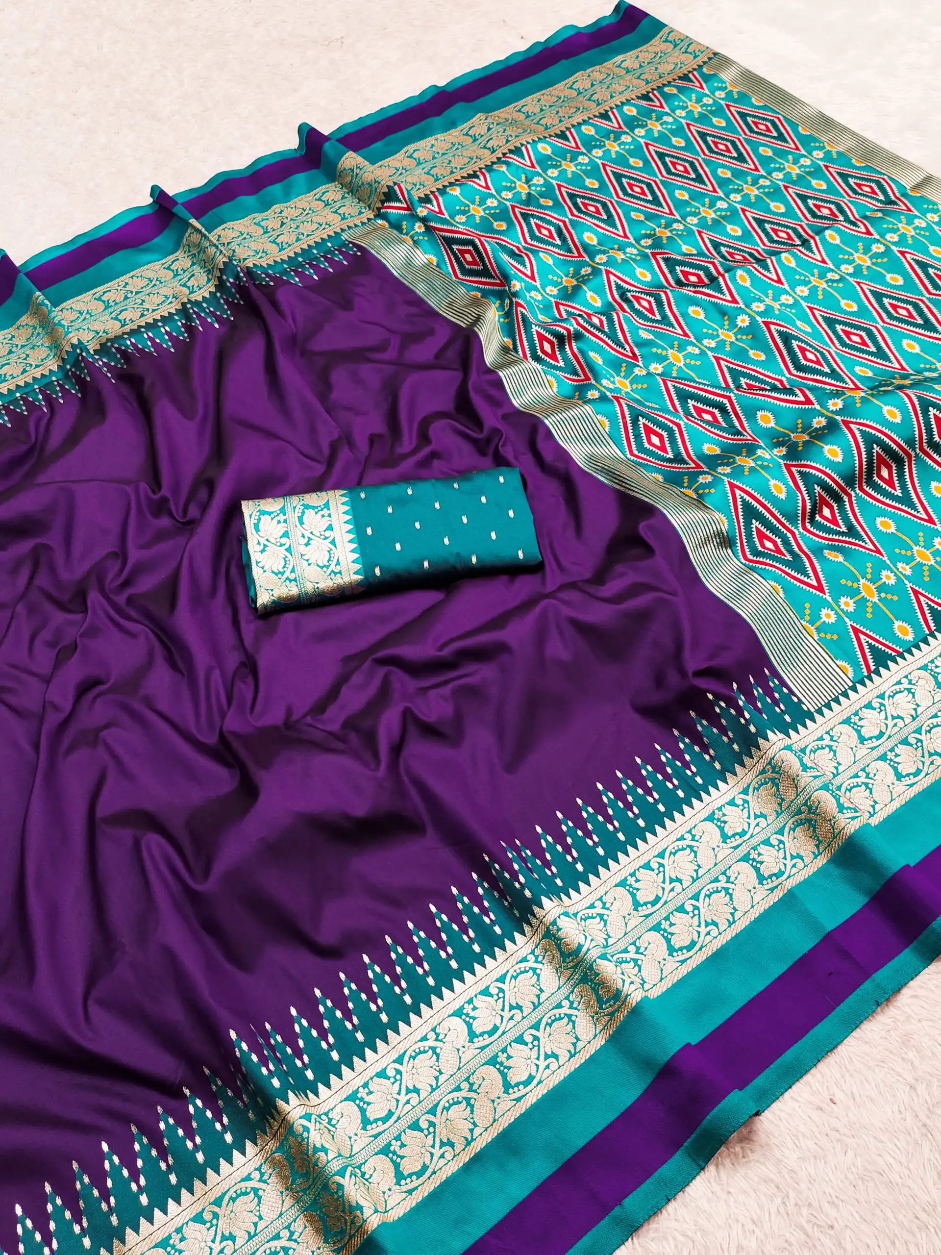 MB 261 Purple | Purple Soft Crafted Saree with Moti Work & Zari Work. Now at just ₹1999. Delivery 4-6 Working Days. Shop now. | Bollywood Sarees, Creative Sarees, Designer Sarees, Embroidered Sarees, Ethnic Saree, Modern Digital sarees, Party Wear Sarees, Sarees