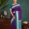 MB 261 Purple | Purple Soft Crafted Saree with Moti Work & Zari Work. Now at just ₹1999. Delivery 4-6 Working Days. Shop now. | Bollywood Sarees, Creative Sarees, Designer Sarees, Embroidered Sarees, Ethnic Saree, Modern Digital sarees, Party Wear Sarees, Sarees