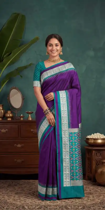 MB 261 Purple | Purple Soft Crafted Saree with Moti Work & Zari Work. Now at just ₹1999. Delivery 4-6 Working Days. Shop now. | Bollywood Sarees, Creative Sarees, Designer Sarees, Embroidered Sarees, Ethnic Saree, Modern Digital sarees, Party Wear Sarees, Sarees