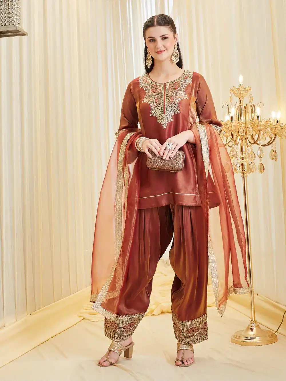 KF 1728 Rust Silk Salwar Suit Perfect for Wedding, Party, Family Gatherings, Onam, Engagement – . Affordable Price ₹2099. Delivery 4-6 Working Da | Jump Suits, Straight Suits, Casual Suits, Creative suits, Designer Suits, Palazzo Suits, Party Wear Suits, Patiala Suits, Salwar suit