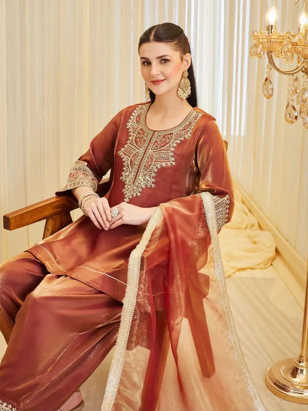 KF 1728 Rust Silk Salwar Suit Perfect for Wedding, Party, Family Gatherings, Onam, Engagement – . Affordable Price ₹2099. Delivery 4-6 Working Da | Jump Suits, Straight Suits, Casual Suits, Creative suits, Designer Suits, Palazzo Suits, Party Wear Suits, Patiala Suits, Salwar suit