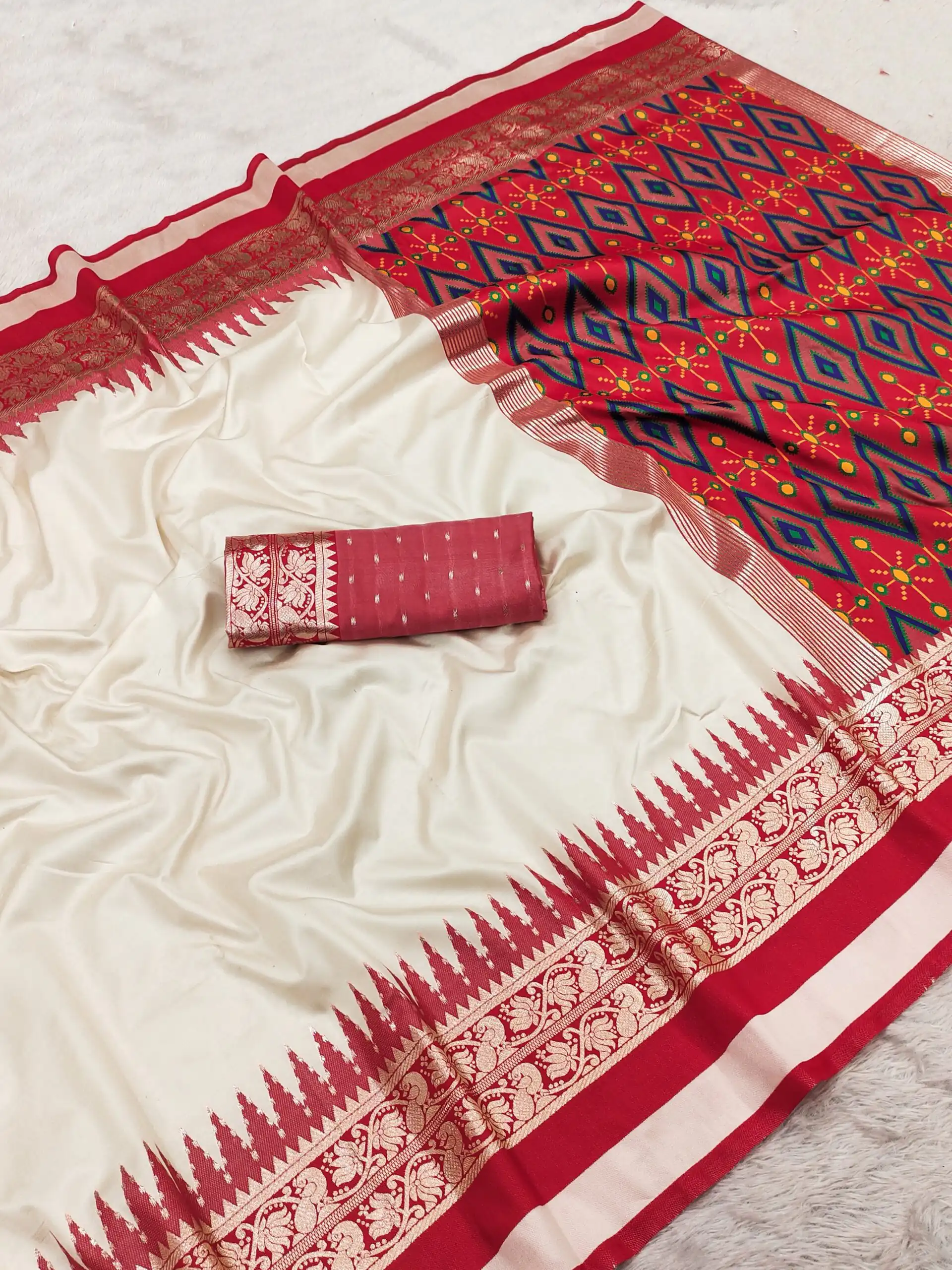 MB 261 White | Purple Soft Crafted Saree with Moti Work & Zari Work. Now at just ₹1999. Delivery 4-6 Working Days. Shop now. | Bollywood Sarees, Creative Sarees, Designer Sarees, Embroidered Sarees, Ethnic Saree, Modern Digital sarees, Party Wear Sarees, Sarees