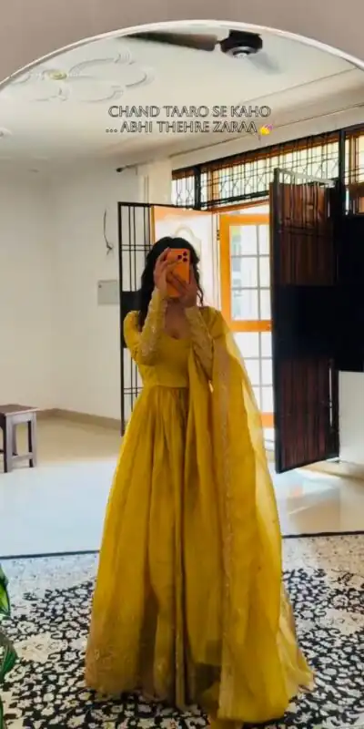 ZF 6012 Yellow in Gold Crush Zari Work & Embroidery Work Gown . Affordable Price ₹2149. Delivery 4-6 Working Days. Shop now. | Bollywood Gowns, Creative Gowns, Designer Gowns, Embroidered Gowns, Gowns, Party Wear Gowns