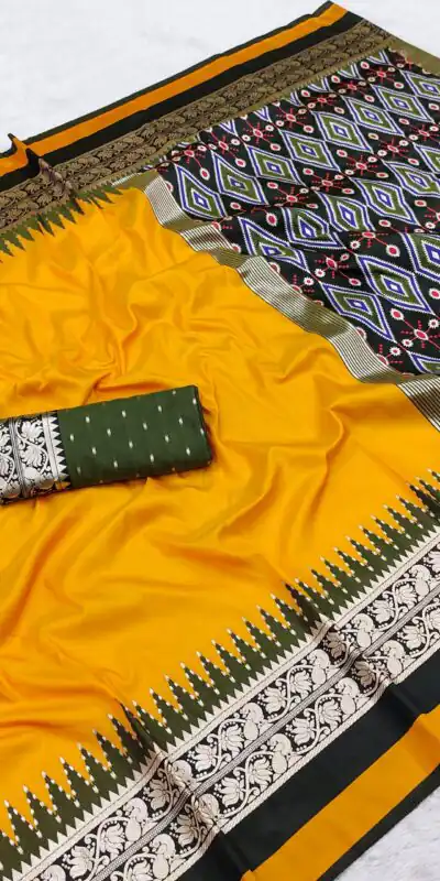 MB 261 Yellow | Purple Soft Crafted Saree with Moti Work & Zari Work. Now at just ₹1999. Delivery 4-6 Working Days. Shop now. | Bollywood Sarees, Creative Sarees, Designer Sarees, Embroidered Sarees, Ethnic Saree, Modern Digital sarees, Party Wear Sarees, Sarees