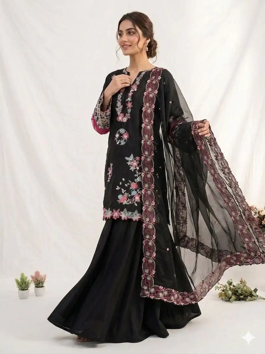 LG 2116 Black Crape Silk with Embroidery Work Salwar Suit . Introductory Price ₹2149. Delivery 4-6 Working Days. Shop now. | Jump Suits, Straight Suits, Casual Suits, Creative suits, Designer Suits, Palazzo Suits, Party Wear Suits, Patiala Suits, Salwar suit
