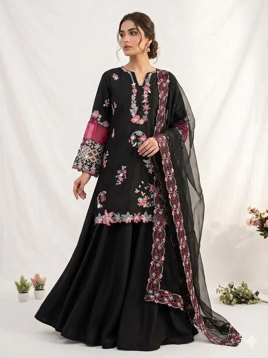 LG 2116 Black Crape Silk with Embroidery Work Salwar Suit . Introductory Price ₹2149. Delivery 4-6 Working Days. Shop now. | Jump Suits, Straight Suits, Casual Suits, Creative suits, Designer Suits, Palazzo Suits, Party Wear Suits, Patiala Suits, Salwar suit