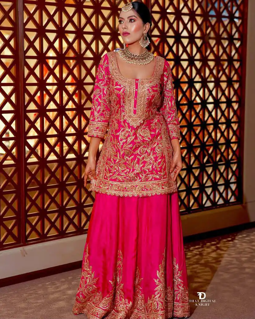 ZD 10095 Pink | Pink Chinon Silk Salwar Suit with Sequins Work & Embroidery Work. Exclusive Offer ₹2449. Delivery 4-6 Working Days. Shop now. | Jump Suits, Straight Suits, Casual Suits, Creative suits, Designer Suits, Palazzo Suits, Party Wear Suits, Patiala Suits, Salwar suit