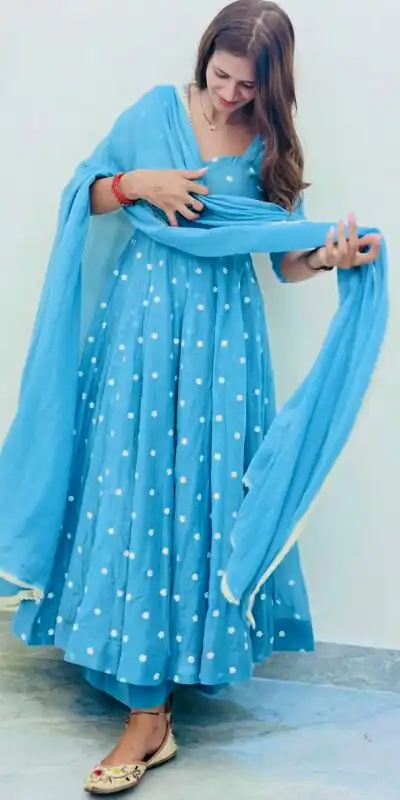SRK 5358 Sky Blue with Thread Embroidery & Work Sky Blue Georgette Gown . Festive Deal ₹1899. Delivery 4-6 Working Days. Shop now. | Bollywood Gowns, Creative Gowns, Designer Gowns, Embroidered Gowns, Gowns, Party Wear Gowns