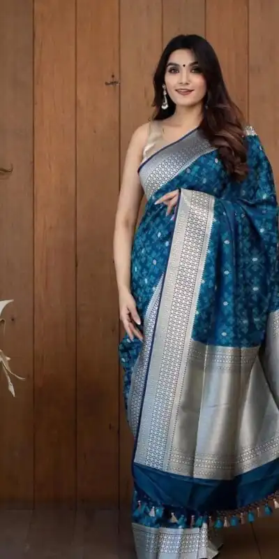 KPR 258 Teal Soft Lichi Silk Saree with Lace Work & Lace Border. Introductory Price ₹1349. Delivery 4-6 Working Days. Shop now. | Bollywood Sarees, Creative Sarees, Designer Sarees, Embroidered Sarees, Ethnic Saree, Modern Digital sarees, Party Wear Sarees, Sarees