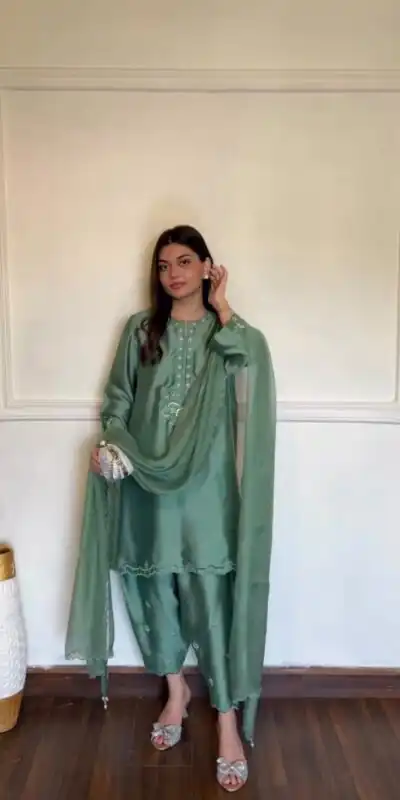 KD 1624 Pista American Silk Salwar Suit Perfect for Wedding, Party, Onam, Family Gatherings, Baisakhi – . Affordable Price ₹2049. Delivery 4-6 Working Days | Jump Suits, Straight Suits, Casual Suits, Creative suits, Designer Suits, Palazzo Suits, Party Wear Suits, Patiala Suits, Salwar suit