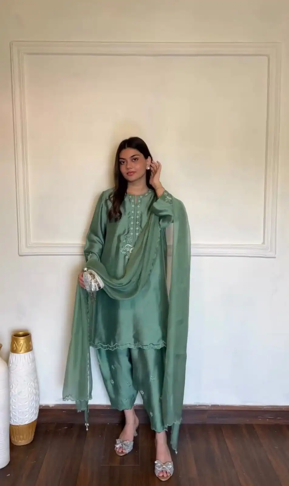 KD 1624 Pista American Silk Salwar Suit Perfect for Wedding, Party, Onam, Family Gatherings, Baisakhi – . Affordable Price ₹2049. Delivery 4-6 Working Days | Jump Suits, Straight Suits, Casual Suits, Creative suits, Designer Suits, Palazzo Suits, Party Wear Suits, Patiala Suits, Salwar suit