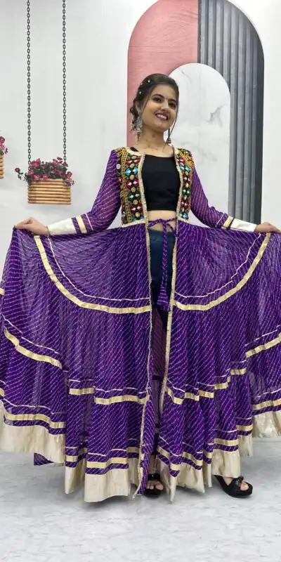 PC N48 Purple | Fox Georgette Kurti with Lace Work & Mirror Work. Affordable Price ₹2149. Delivery 4-6 Working Days. Shop now. | Bollywood Kurti, Creative Kurtis, Designer Kurti, Kurti, Party Wear Kurti, Selfie Kurti