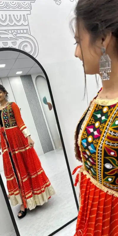 PC N48 Red | Fox Georgette Kurti with Lace Work & Mirror Work. Affordable Price ₹2149. Delivery 4-6 Working Days. Shop now. | Bollywood Kurti, Creative Kurtis, Designer Kurti, Kurti, Party Wear Kurti, Selfie Kurti