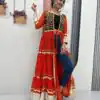 PC N48 Red | Fox Georgette Kurti with Lace Work & Mirror Work. Affordable Price ₹2149. Delivery 4-6 Working Days. Shop now. | Bollywood Kurti, Creative Kurtis, Designer Kurti, Kurti, Party Wear Kurti, Selfie Kurti