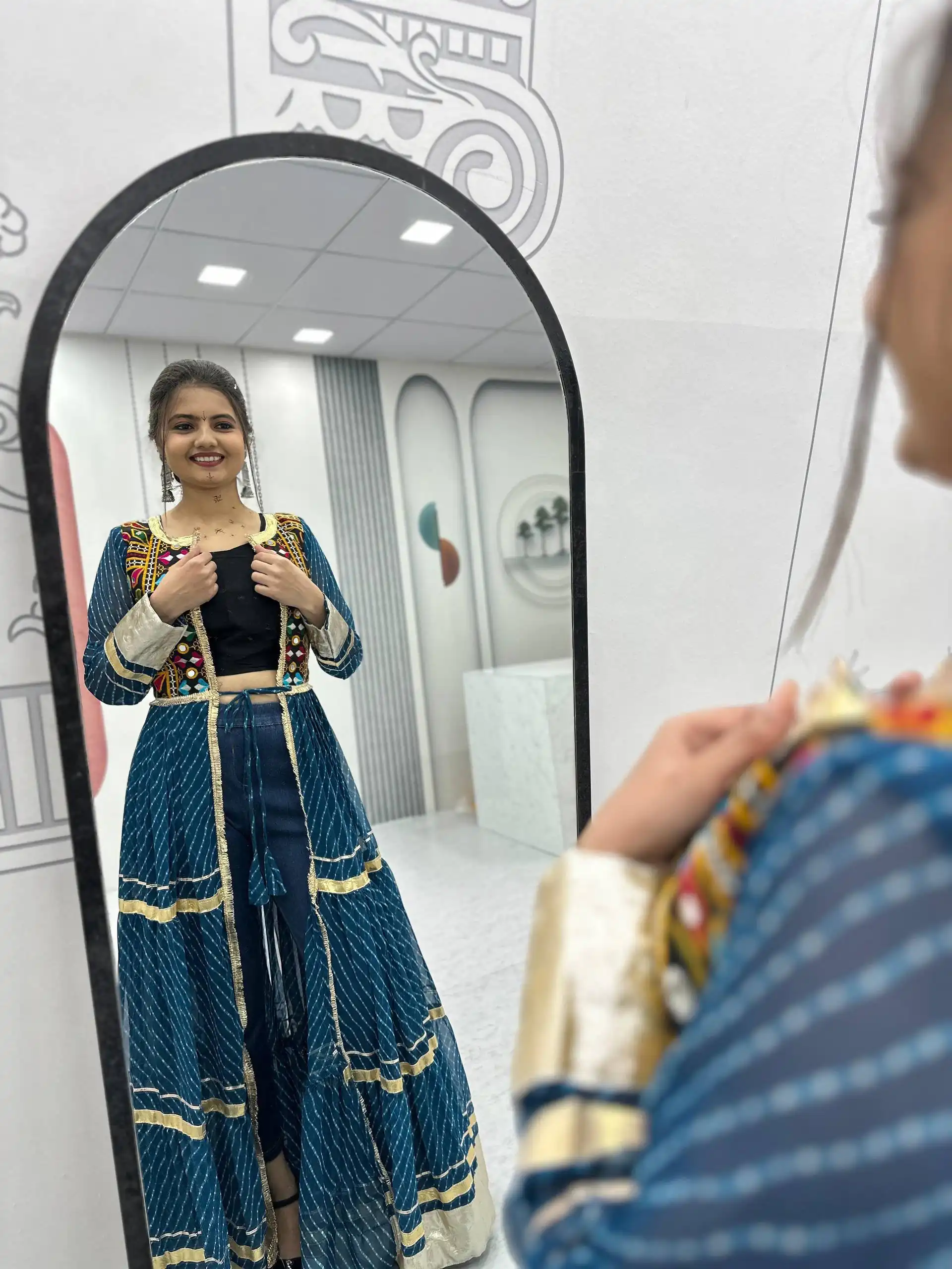 PC N48 Teal | Fox Georgette Kurti with Lace Work & Mirror Work. Affordable Price ₹2149. Delivery 4-6 Working Days. Shop now. | Bollywood Kurti, Creative Kurtis, Designer Kurti, Kurti, Party Wear Kurti, Selfie Kurti