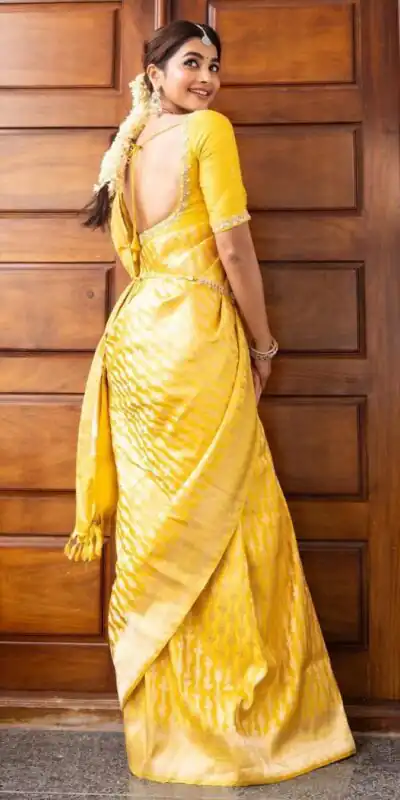 KPR 248 Yellow Soft Lichi Silk Saree with Lace Work & Lace Border. Introductory Price ₹1349. Delivery 4-6 Working Days. Shop now. | Bollywood Sarees, Creative Sarees, Designer Sarees, Embroidered Sarees, Ethnic Saree, Modern Digital sarees, Party Wear Sarees, Sarees