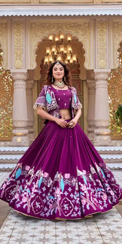 Ram 177 Wine in Color Vichitra Silk Embroidery Work Lehenga Choli . Now at just ₹3049. Delivery 4-6 Working Days. Shop now. | Bollywood Lehenga, Creative Lehenga, Designer Lehenga, Embroidered Lehenga, Lehenga, Party Wear Lehenga