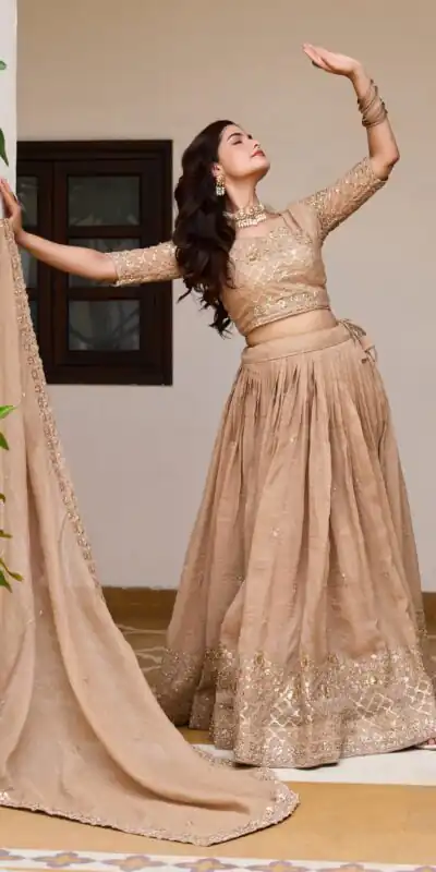 Ram 180 Chiku Pure Crunchy Lehenga Choli Perfect for Wedding, Party, Baisakhi, Pongal, Sangeet – . Now at just ₹2549. Delivery 4-6 Working Days. Shop | Bollywood Lehenga, Creative Lehenga, Designer Lehenga, Embroidered Lehenga, Lehenga, Party Wear Lehenga