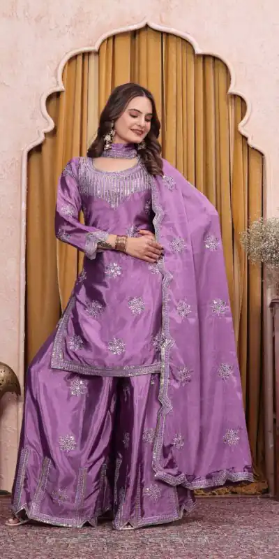 FE 142 Lavender in Chinon Embroidery Work & Sequins Work Salwar Suit . Special Price ₹2149. Delivery 4-6 Working Days. Shop now. | Jump Suits, Straight Suits, Casual Suits, Creative suits, Designer Suits, Palazzo Suits, Party Wear Suits, Patiala Suits, Salwar suit