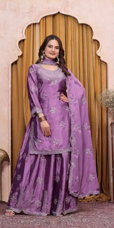FE 142 Lavender in Chinon Embroidery Work & Sequins Work Salwar Suit . Special Price ₹2149. Delivery 4-6 Working Days. Shop now. | Jump Suits, Straight Suits, Casual Suits, Creative suits, Designer Suits, Palazzo Suits, Party Wear Suits, Patiala Suits, Salwar suit
