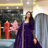 SSR 544 Purple in Crunchy Silk Embroidery Work & Lace Work Gown . Special Price ₹2399. Delivery 4-6 Working Days. Shop now. | Bollywood Gowns, Creative Gowns, Designer Gowns, Embroidered Gowns, Gowns, Party Wear Gowns