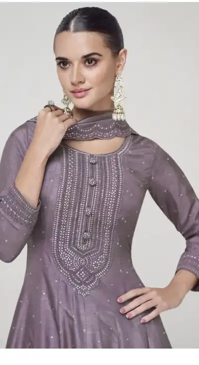 FC 10011 Purple Vichitra Silk Gown Perfect for Wedding, Party, Holi, Anniversary, Mehendi –. Grab it for ₹2649. Delivery 4-6 Working Days. Shop now. | Bollywood Gowns, Creative Gowns, Designer Gowns, Embroidered Gowns, Gowns, Party Wear Gowns