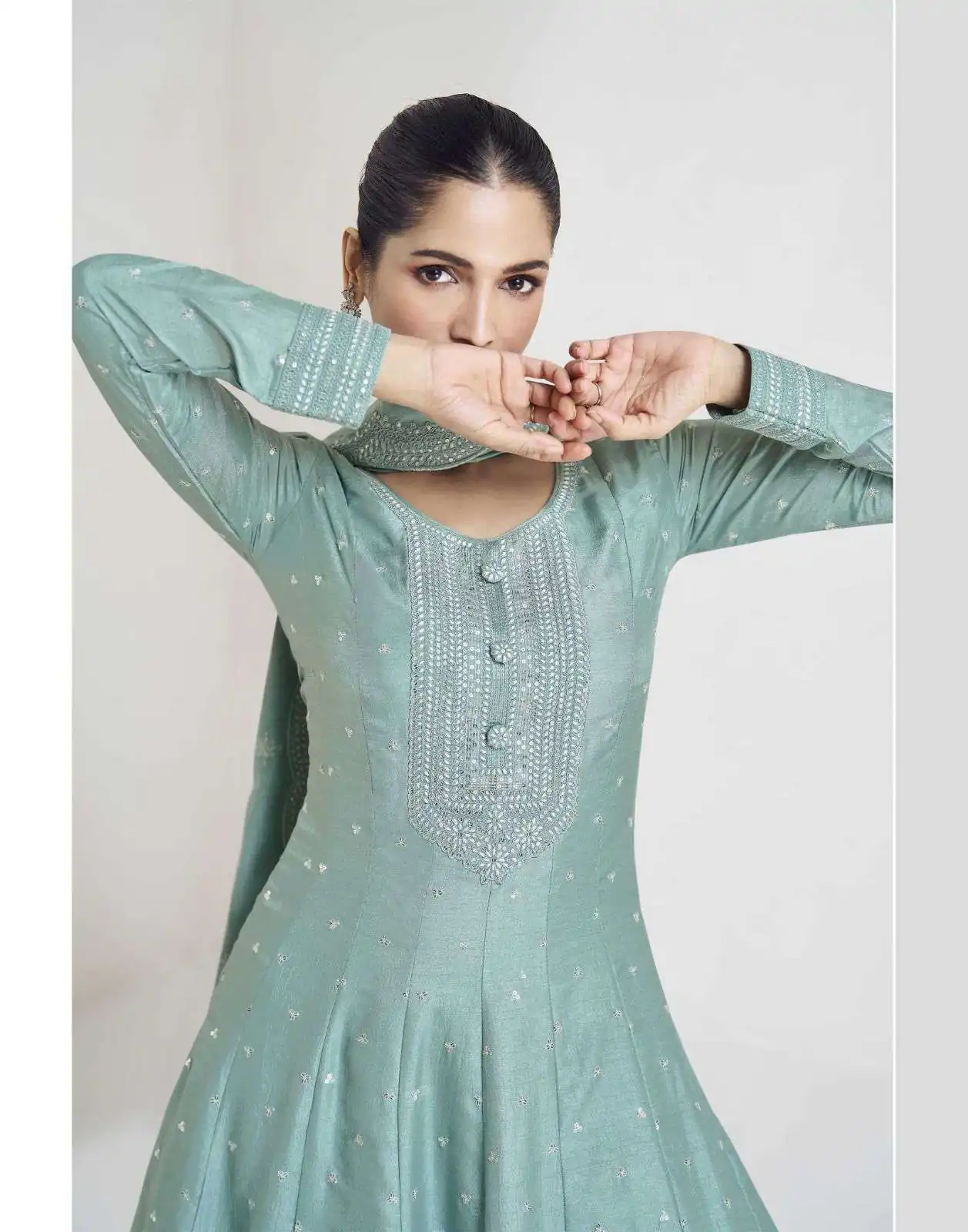 FC 10011 Sky Blue Vichitra Silk Gown Perfect for Wedding, Party, Holi, Anniversary, Mehendi –. Grab it for ₹2649. Delivery 4-6 Working Days. Shop now. | Bollywood Gowns, Creative Gowns, Designer Gowns, Embroidered Gowns, Gowns, Party Wear Gowns