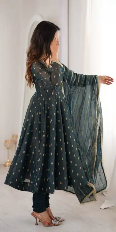 ZF 5021 Teal in Crunchy Silk Embroidery Work & Lace Work Gown . Special Price ₹2099. Delivery 4-6 Working Days. Shop now. | Bollywood Gowns, Creative Gowns, Designer Gowns, Embroidered Gowns, Gowns, Party Wear Gowns