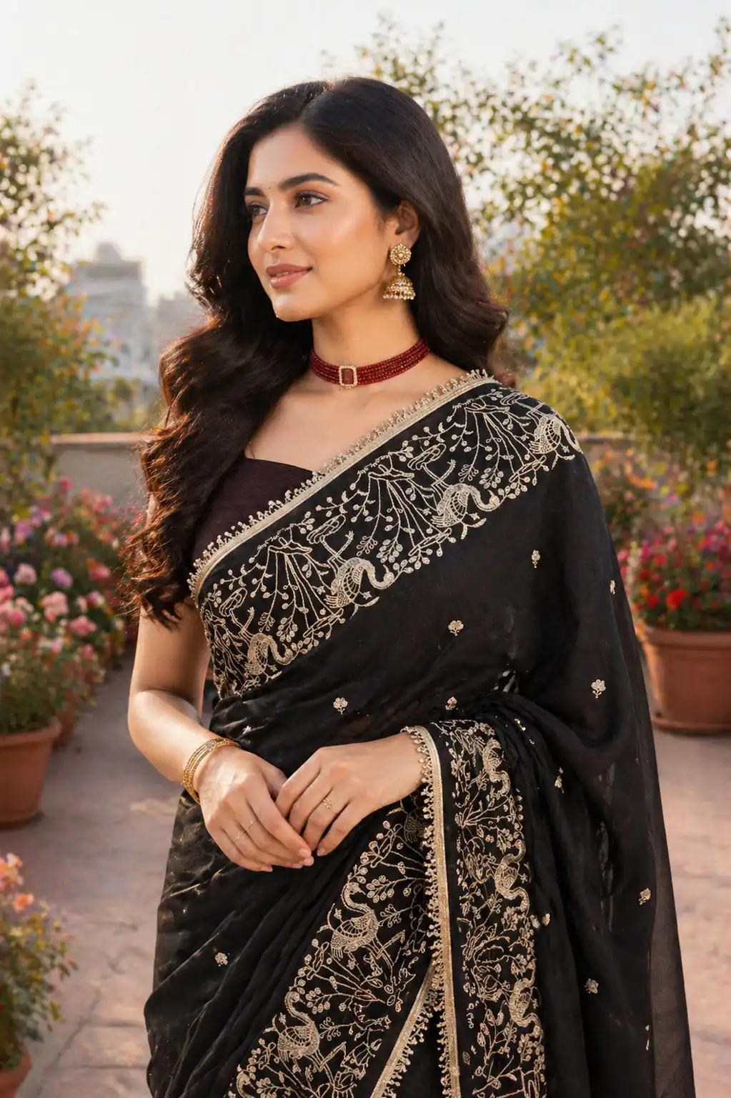 BT 446 Black Black Star Georgette Saree with Lace Work & Embroidery Work. Festive Deal ₹1799. Delivery 4-6 Working Days. Shop now. | Bollywood Sarees, Creative Sarees, Designer Sarees, Embroidered Sarees, Ethnic Saree, Modern Digital sarees, Party Wear Sarees, Sarees