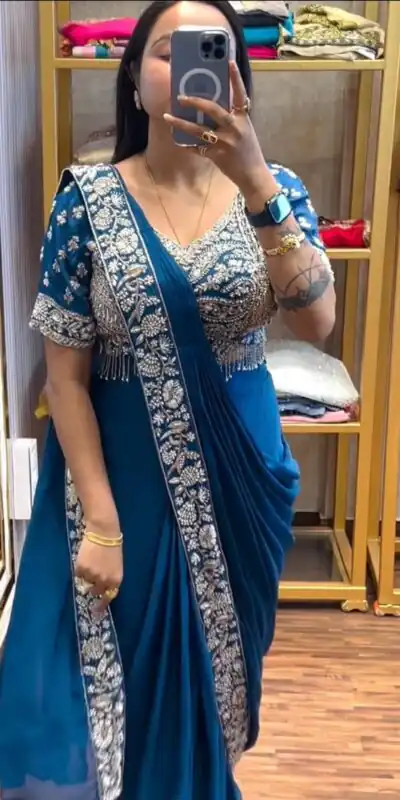 PST 1177 Blue Chinon Saree erfect for Wedding, Party, Baisakhi, Bridal Wear, Onam – . Special Price ₹2099. Delivery 4-6 Working Days. Shop now. | Bollywood Sarees, Creative Sarees, Designer Sarees, Embroidered Sarees, Ethnic Saree, Modern Digital sarees, Party Wear Sarees, Sarees