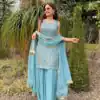 ZD 10010 Blue in Fox Georgette. Sequins Work & Embroidery Work Salwar Suit Special Price ₹2399. Delivery 4-6 Working Days. Shop now. | Jump Suits, Straight Suits, Casual Suits, Creative suits, Designer Suits, Palazzo Suits, Party Wear Suits, Patiala Suits, Salwar suit